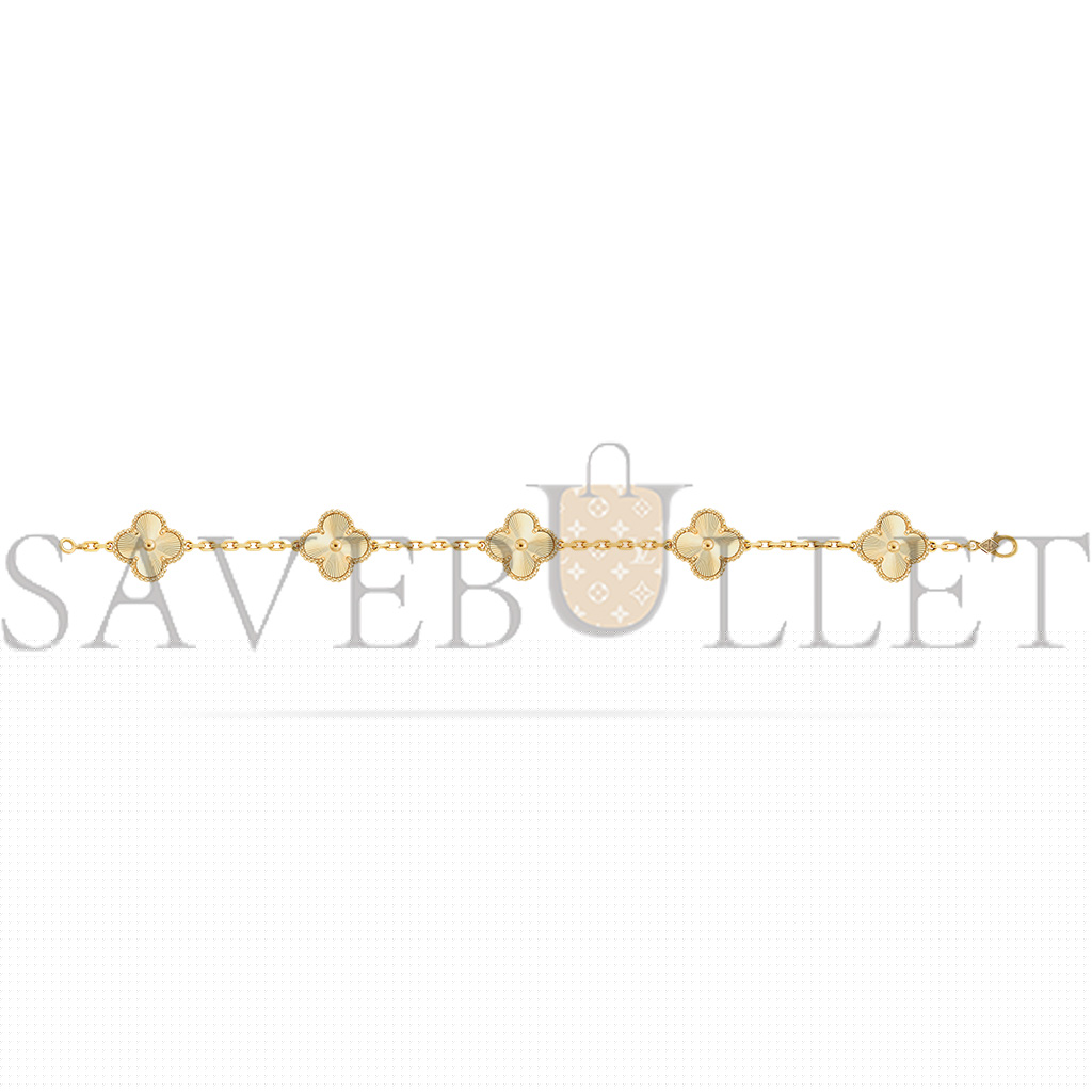 V*N CL*F arpels vintage alhambra bracelet, 5 motifs - yellow gold  vcarp3jk00